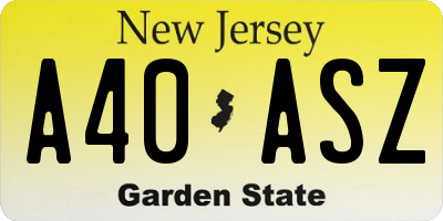 NJ license plate A40ASZ