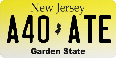 NJ license plate A40ATE