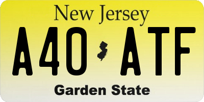 NJ license plate A40ATF