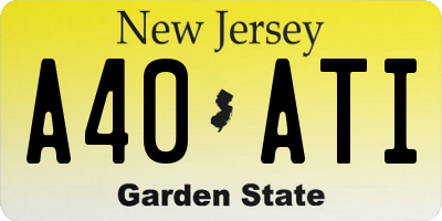 NJ license plate A40ATI