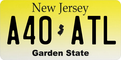 NJ license plate A40ATL