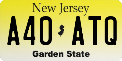 NJ license plate A40ATQ