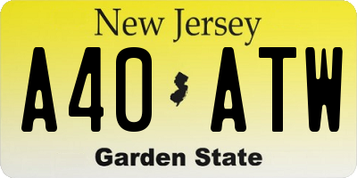 NJ license plate A40ATW