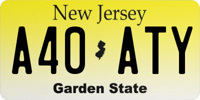 NJ license plate A40ATY