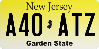 NJ license plate A40ATZ