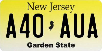 NJ license plate A40AUA