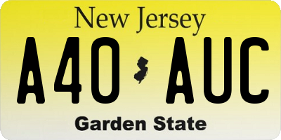 NJ license plate A40AUC