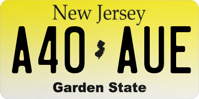 NJ license plate A40AUE