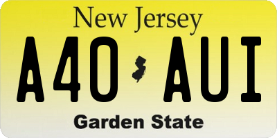 NJ license plate A40AUI