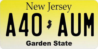 NJ license plate A40AUM