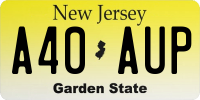 NJ license plate A40AUP