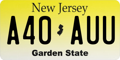 NJ license plate A40AUU