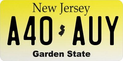 NJ license plate A40AUY
