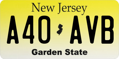 NJ license plate A40AVB