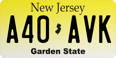 NJ license plate A40AVK
