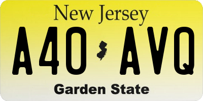 NJ license plate A40AVQ