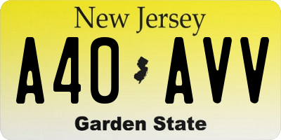 NJ license plate A40AVV