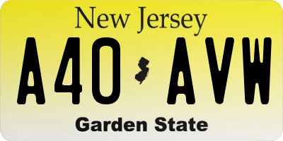NJ license plate A40AVW
