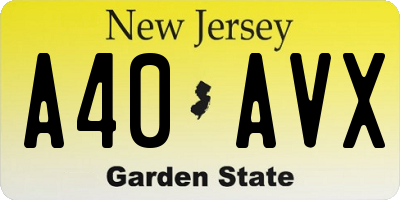 NJ license plate A40AVX