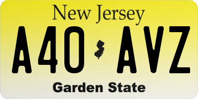 NJ license plate A40AVZ