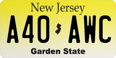 NJ license plate A40AWC