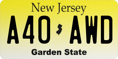 NJ license plate A40AWD