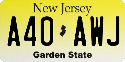 NJ license plate A40AWJ
