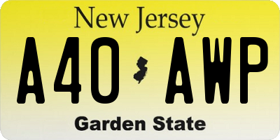 NJ license plate A40AWP