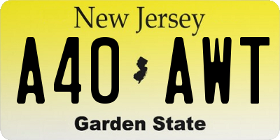NJ license plate A40AWT