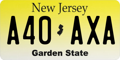 NJ license plate A40AXA