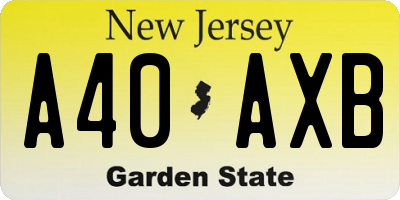 NJ license plate A40AXB