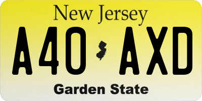 NJ license plate A40AXD