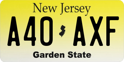 NJ license plate A40AXF