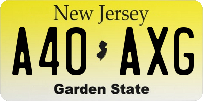 NJ license plate A40AXG