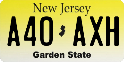 NJ license plate A40AXH