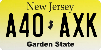NJ license plate A40AXK