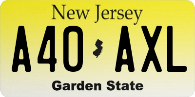 NJ license plate A40AXL