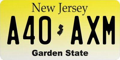 NJ license plate A40AXM