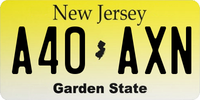 NJ license plate A40AXN