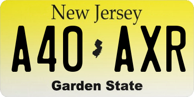 NJ license plate A40AXR
