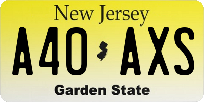 NJ license plate A40AXS
