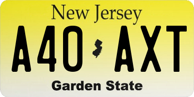 NJ license plate A40AXT
