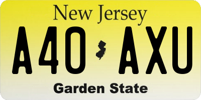NJ license plate A40AXU