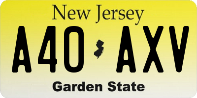 NJ license plate A40AXV