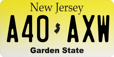 NJ license plate A40AXW