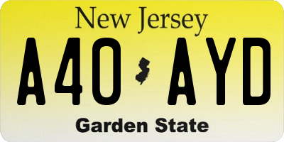 NJ license plate A40AYD