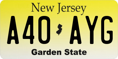 NJ license plate A40AYG