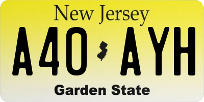 NJ license plate A40AYH