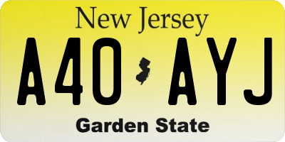 NJ license plate A40AYJ