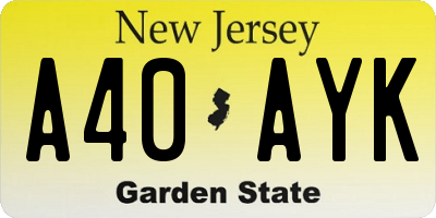 NJ license plate A40AYK